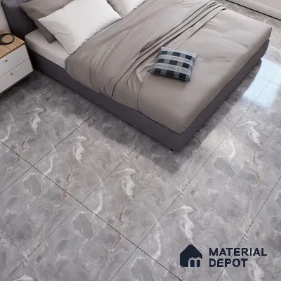 Marble Floor & Wall Tile TL 07130 Ozone Grey 4 ft x 2 ft Glossy Finish Vitrified Tile - 9 mm | 3 Random Design | Suitable For living Room, Bedroom, Bathroom (Sample)