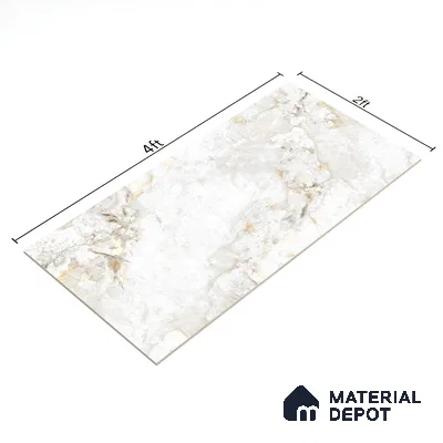 Marble Floor & Wall Tile TL 07125 Aang Gold 4 ft x 2 ft Glossy Finish Vitrified Tile - 9 mm | 3 Random Design | Suitable For living Room, Bedroom, Bathroom | Random Designs