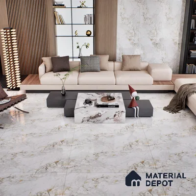 Marble Floor & Wall Tile TL 07125 Aang Gold 4 ft x 2 ft Glossy Finish Vitrified Tile - 9 mm | 3 Random Design | Suitable For living Room, Bedroom, Bathroom | Random Designs