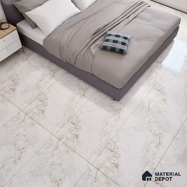 Marble Floor & Wall Tile TL 07125 Aang Gold 4 ft x 2 ft Glossy Finish Vitrified Tile - 9 mm | 3 Random Design | Suitable For living Room, Bedroom, Bathroom | Random Designs