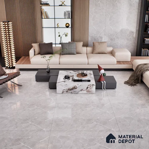 Marble Floor & Wall Tile TL 07135 Evora Silver 4 ft x 2 ft Glossy Finish Vitrified Tile - 9 mm | 3 Random Design | Suitable For living Room, Bedroom, Bathroom | Random Designs
