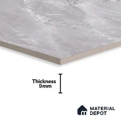Marble Floor & Wall Tile TL 07138 Sumia Grey 4 ft x 2 ft Glossy Finish Vitrified Tile - 9 mm | 4 Random Design | Suitable For living Room, Bedroom, Bathroom