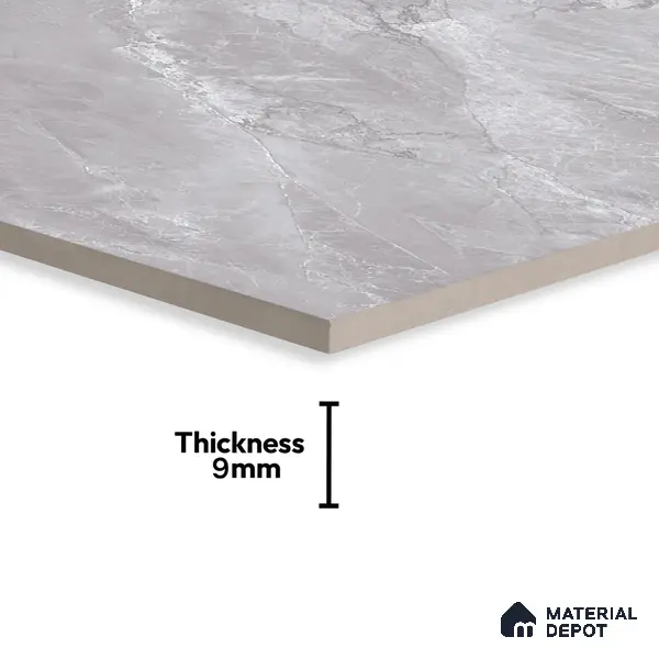 Marble Floor & Wall Tile TL 07138 Sumia Grey 4 ft x 2 ft Glossy Finish Vitrified Tile - 9 mm | 4 Random Design | Suitable For living Room, Bedroom, Bathroom