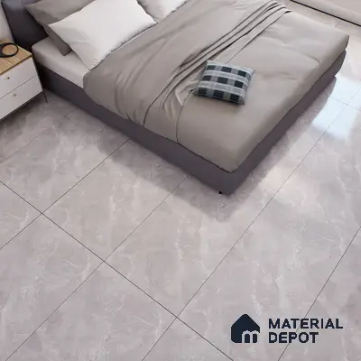 Marble Floor & Wall Tile TL 07138 Sumia Grey 4 ft x 2 ft Glossy Finish Vitrified Tile - 9 mm | 4 Random Design | Suitable For living Room, Bedroom, Bathroom