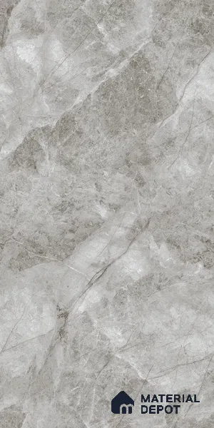 Marble Floor & Wall Tile TL 07127 Dinova Grey 4 ft x 2 ft Glossy Finish Vitrified Tile - 9 mm | 3 Random Design | Suitable For living Room, Bedroom, Bathroom (Sample)