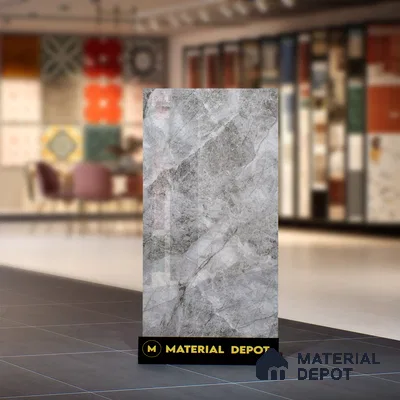 Marble Floor & Wall Tile TL 07127 Dinova Grey 4 ft x 2 ft Glossy Finish Vitrified Tile - 9 mm | 3 Random Design | Suitable For living Room, Bedroom, Bathroom (Sample)