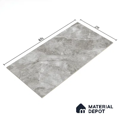 Marble Floor & Wall Tile TL 07127 Dinova Grey 4 ft x 2 ft Glossy Finish Vitrified Tile - 9 mm | 3 Random Design | Suitable For living Room, Bedroom, Bathroom (Sample)
