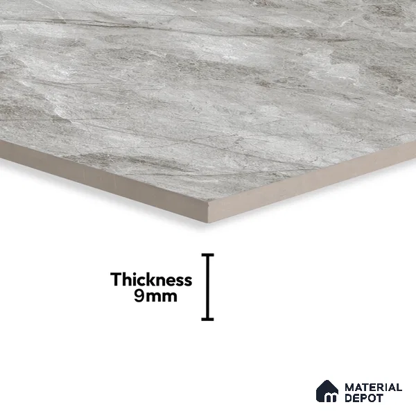 Marble Floor & Wall Tile TL 07127 Dinova Grey 4 ft x 2 ft Glossy Finish Vitrified Tile - 9 mm | 3 Random Design | Suitable For living Room, Bedroom, Bathroom (Sample)