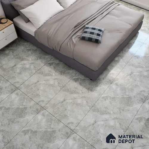 Marble Floor & Wall Tile TL 07127 Dinova Grey 4 ft x 2 ft Glossy Finish Vitrified Tile - 9 mm | 3 Random Design | Suitable For living Room, Bedroom, Bathroom | Random Designs