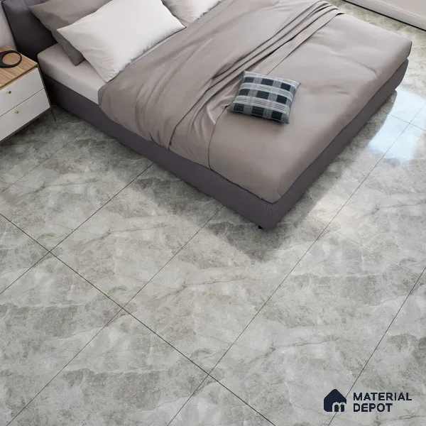 Marble Floor & Wall Tile TL 07127 Dinova Grey 4 ft x 2 ft Glossy Finish Vitrified Tile - 9 mm | 3 Random Design | Suitable For living Room, Bedroom, Bathroom (Sample)
