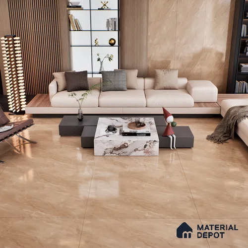 Marble Floor & Wall Tile TL 07096 Froges Brown 4 ft x 2 ft Glossy Finish Vitrified Tile - 9 mm | 3 Random Design | Suitable For living Room, Bedroom, Bathroom | Random Designs