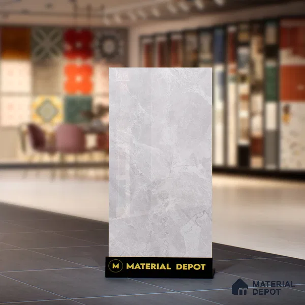 Marble Floor & Wall Tile TL 07137 Sumia Bianco 4 ft x 2 ft Glossy Finish Vitrified Tile - 9 mm | 4 Random Design | Suitable For living Room, Bedroom, Bathroom | Random Designs