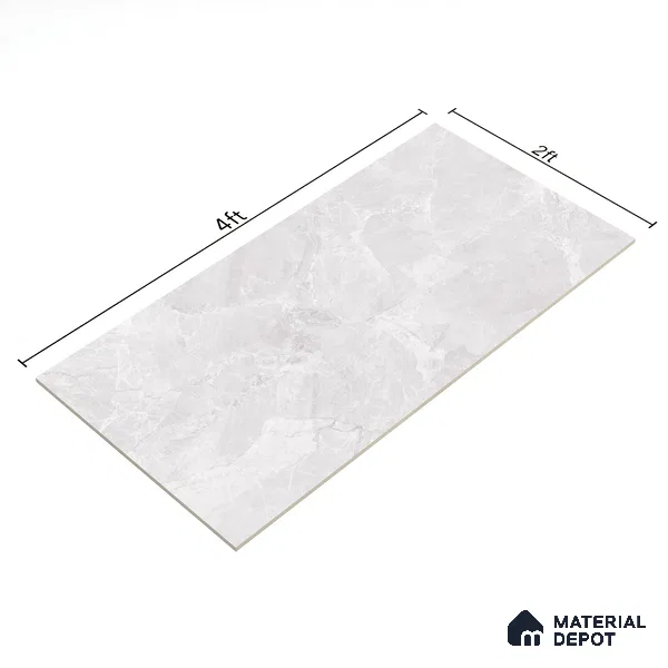 Marble Floor & Wall Tile TL 07137 Sumia Bianco 4 ft x 2 ft Glossy Finish Vitrified Tile - 9 mm | 4 Random Design | Suitable For living Room, Bedroom, Bathroom | Random Designs