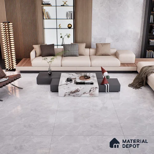 Marble Floor & Wall Tile TL 07137 Sumia Bianco 4 ft x 2 ft Glossy Finish Vitrified Tile - 9 mm | 4 Random Design | Suitable For living Room, Bedroom, Bathroom | Random Designs