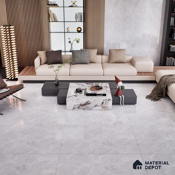Marble Floor & Wall Tile TL 07137 Sumia Bianco 4 ft x 2 ft Glossy Finish Vitrified Tile - 9 mm | 4 Random Design | Suitable For living Room, Bedroom, Bathroom | Random Designs
