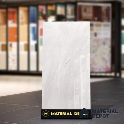 Marble Floor & Wall Tile TL 07095 Froges Bianco 4 ft x 2 ft Glossy Finish Vitrified Tile - 9 mm | 3 Random Design | Suitable For living Room, Bedroom, Bathroom | Random Designs
