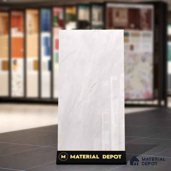 Marble Floor & Wall Tile TL 07095 Froges Bianco 4 ft x 2 ft Glossy Finish Vitrified Tile - 9 mm | 3 Random Design | Suitable For living Room, Bedroom, Bathroom | Random Designs