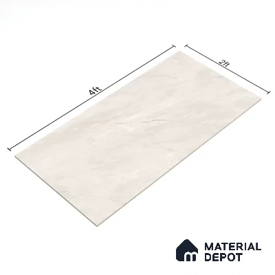 Marble Floor & Wall Tile TL 07095 Froges Bianco 4 ft x 2 ft Glossy Finish Vitrified Tile - 9 mm | 3 Random Design | Suitable For living Room, Bedroom, Bathroom | Random Designs