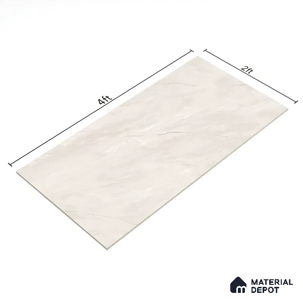 Marble Floor & Wall Tile TL 07095 Froges Bianco 4 ft x 2 ft Glossy Finish Vitrified Tile - 9 mm | 3 Random Design | Suitable For living Room, Bedroom, Bathroom | Random Designs