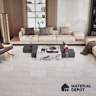 Marble Floor & Wall Tile TL 07095 Froges Bianco 4 ft x 2 ft Glossy Finish Vitrified Tile - 9 mm | 3 Random Design | Suitable For living Room, Bedroom, Bathroom | Random Designs