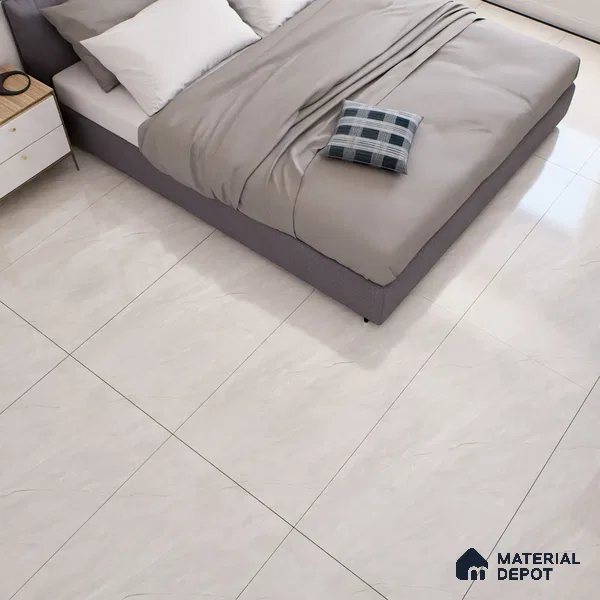 Marble Floor & Wall Tile TL 07095 Froges Bianco 4 ft x 2 ft Glossy Finish Vitrified Tile - 9 mm | 3 Random Design | Suitable For living Room, Bedroom, Bathroom | Random Designs