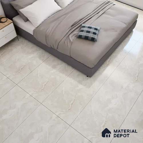 Marble Floor & Wall Tile TL 07131 Ozone Ivory 4 ft x 2 ft Glossy Finish Vitrified Tile - 9 mm | 3 Random Design | Suitable For living Room, Bedroom, Bathroom | Random Designs