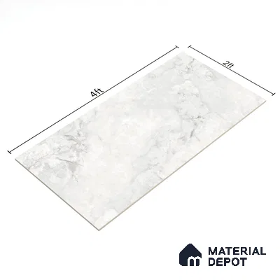Marble Floor & Wall Tile TL 07126 Aang White 4 ft x 2 ft Glossy Finish Vitrified Tile - 9 mm | 3 Random Design | Suitable For living Room, Bedroom, Bathroom | Random Designs