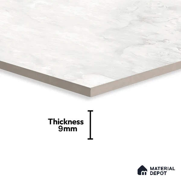 Marble Floor & Wall Tile TL 07126 Aang White 4 ft x 2 ft Glossy Finish Vitrified Tile - 9 mm | 3 Random Design | Suitable For living Room, Bedroom, Bathroom | Random Designs