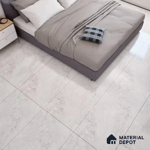 Marble Floor & Wall Tile TL 07126 Aang White 4 ft x 2 ft Glossy Finish Vitrified Tile - 9 mm | 3 Random Design | Suitable For living Room, Bedroom, Bathroom | Random Designs