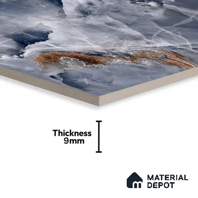 Marble Floor & Wall Tile TL 07129 Ozone Blue 4 ft x 2 ft Glossy Finish Vitrified Tile - 9 mm | 3 Random Design | Suitable For living Room, Bedroom, Bathroom | Random Designs