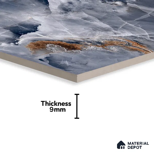 Marble Floor & Wall Tile TL 07129 Ozone Blue 4 ft x 2 ft Glossy Finish Vitrified Tile - 9 mm | 3 Random Design | Suitable For living Room, Bedroom, Bathroom | Random Designs