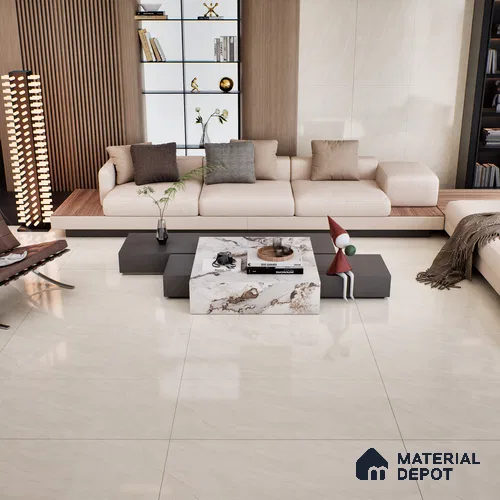 Marble Floor & Wall Tile TL 07097 Froges Crema 4 ft x 2 ft Glossy Finish Vitrified Tile - 9 mm | 3 Random Design | Suitable For living Room, Bedroom, Bathroom | Random Designs