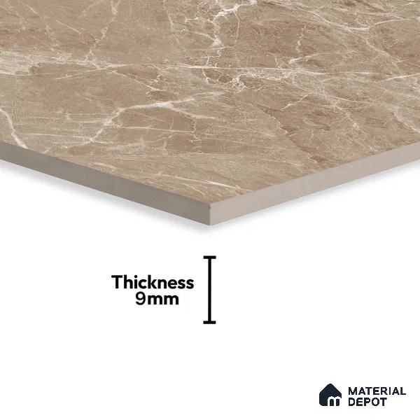 Marble Floor & Wall Tile TL 07134 Evora Natural 4 ft x 2 ft Glossy Finish Vitrified Tile - 9 mm | 3 Random Design | Suitable For living Room, Bedroom, Bathroom (Sample)