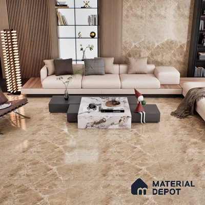 Marble Floor & Wall Tile TL 07134 Evora Natural 4 ft x 2 ft Glossy Finish Vitrified Tile - 9 mm | 3 Random Design | Suitable For living Room, Bedroom, Bathroom (Sample)