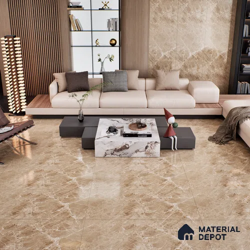 Marble Floor & Wall Tile TL 07134 Evora Natural 4 ft x 2 ft Glossy Finish Vitrified Tile - 9 mm | 3 Random Design | Suitable For living Room, Bedroom, Bathroom | Random Designs