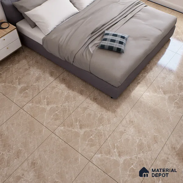 Marble Floor & Wall Tile TL 07134 Evora Natural 4 ft x 2 ft Glossy Finish Vitrified Tile - 9 mm | 3 Random Design | Suitable For living Room, Bedroom, Bathroom (Sample)