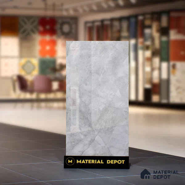 Marble Floor & Wall Tile TL 07128 Dinova Silver 4 ft x 2 ft Glossy Finish Vitrified Tile - 9 mm | 3 Random Design | Suitable For living Room, Bedroom, Bathroom | Random Designs