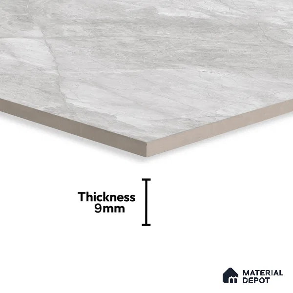 Marble Floor & Wall Tile TL 07128 Dinova Silver 4 ft x 2 ft Glossy Finish Vitrified Tile - 9 mm | 3 Random Design | Suitable For living Room, Bedroom, Bathroom | Random Designs