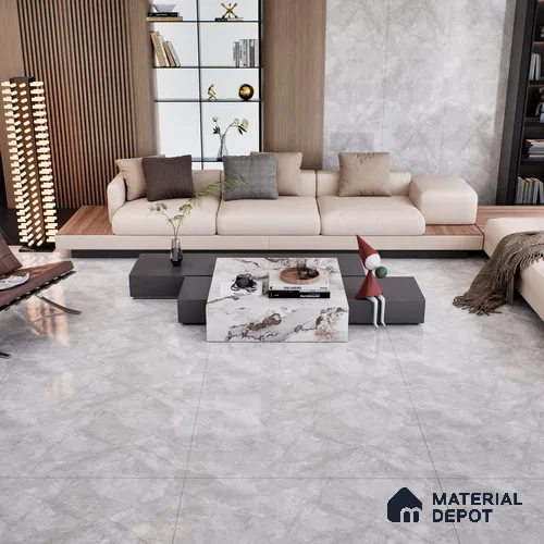 Marble Floor & Wall Tile TL 07128 Dinova Silver 4 ft x 2 ft Glossy Finish Vitrified Tile - 9 mm | 3 Random Design | Suitable For living Room, Bedroom, Bathroom | Random Designs