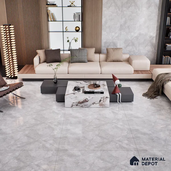 Marble Floor & Wall Tile TL 07128 Dinova Silver 4 ft x 2 ft Glossy Finish Vitrified Tile - 9 mm | 3 Random Design | Suitable For living Room, Bedroom, Bathroom | Random Designs
