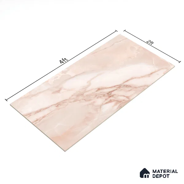 Marble Floor & Wall Tile TL 10261 H Sparta Rose 4 ft x 2 ft Matte Finish Vitrified Tile - 9 mm | 4 Random Design | Suitable For living Room, Bedroom, Bathroom