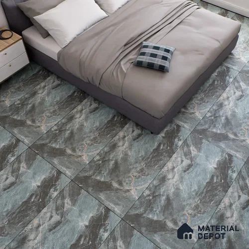 Marble Floor & Wall Tile TL 07157 Jerico Aqua 4 ft x 2 ft Matte Finish Vitrified Tile - 9 mm | 4 Random Design | Suitable For living Room, Bedroom, Bathroom | Random Designs