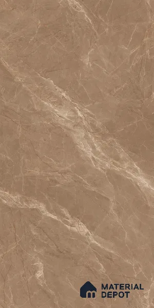Marble Floor & Wall Tile TL 07092 B Balki Brown 4 ft x 2 ft Glossy Finish Vitrified Tile - 9 mm | 4 Random Design | Suitable For living Room, Bedroom, Bathroom (Sample)