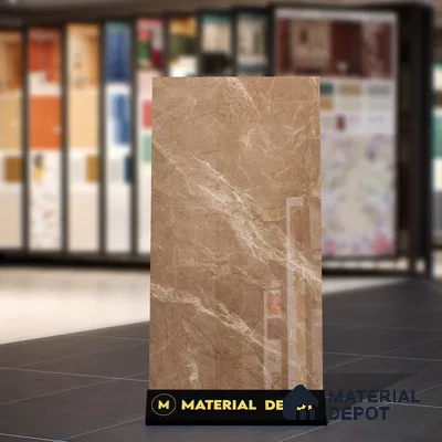 Marble Floor & Wall Tile TL 07092 B Balki Brown 4 ft x 2 ft Glossy Finish Vitrified Tile - 9 mm | 4 Random Design | Suitable For living Room, Bedroom, Bathroom (Sample)