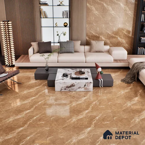 Marble Floor & Wall Tile TL 07092 B Balki Brown 4 ft x 2 ft Glossy Finish Vitrified Tile - 9 mm | 4 Random Design | Suitable For living Room, Bedroom, Bathroom | Random Designs
