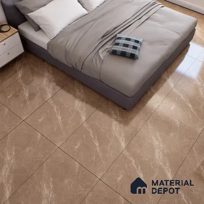Marble Floor & Wall Tile TL 07092 B Balki Brown 4 ft x 2 ft Glossy Finish Vitrified Tile - 9 mm | 4 Random Design | Suitable For living Room, Bedroom, Bathroom (Sample)