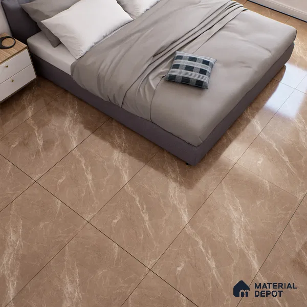 Marble Floor & Wall Tile TL 07092 B Balki Brown 4 ft x 2 ft Glossy Finish Vitrified Tile - 9 mm | 4 Random Design | Suitable For living Room, Bedroom, Bathroom (Sample)