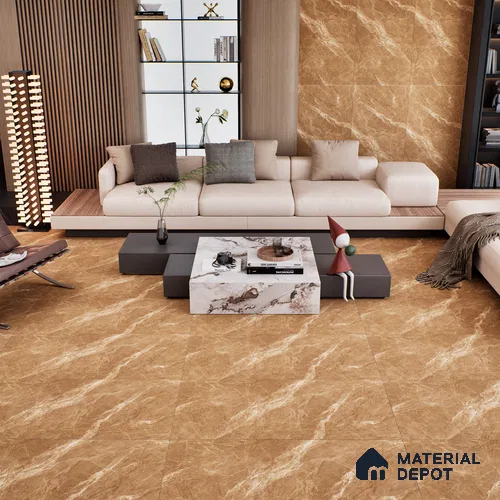 Marble Floor & Wall Tile TL 07092 Balki Brown 4 ft x 2 ft Matte Finish Vitrified Tile - 9 mm | 4 Random Design | Suitable For living Room, Bedroom, Bathroom | Random Designs