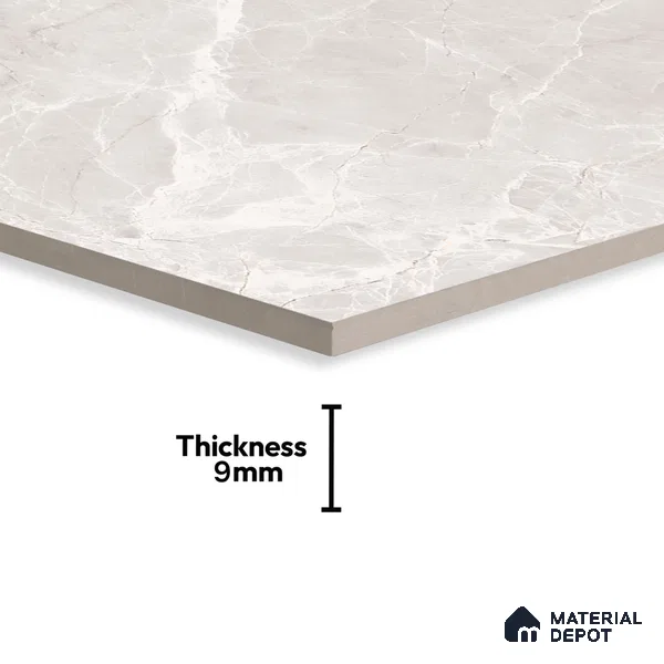 Marble Floor & Wall Tile TL 07091 Balki Bianco 4 ft x 2 ft Matte Finish Vitrified Tile - 9 mm | 4 Random Design | Suitable For living Room, Bedroom, Bathroom