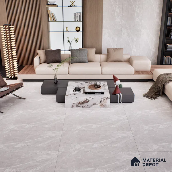 Marble Floor & Wall Tile TL 07091 Balki Bianco 4 ft x 2 ft Matte Finish Vitrified Tile - 9 mm | 4 Random Design | Suitable For living Room, Bedroom, Bathroom